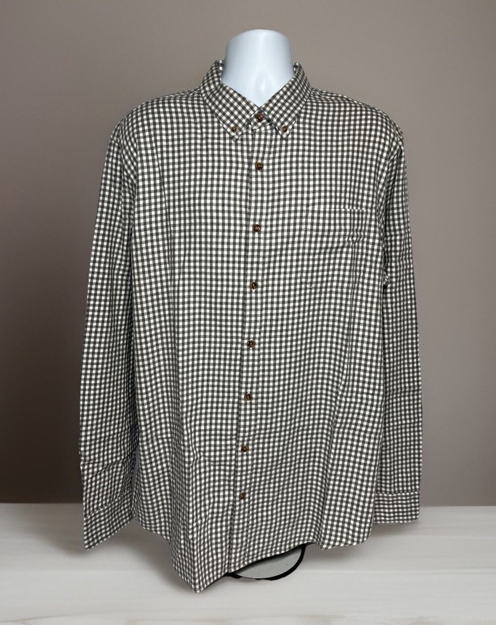 J Crew Mens XXLT Classic Brushed Twill Flannel Button Down Gray Check Shirt